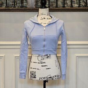 Light Blue Cropped Zip-Up Hoodie